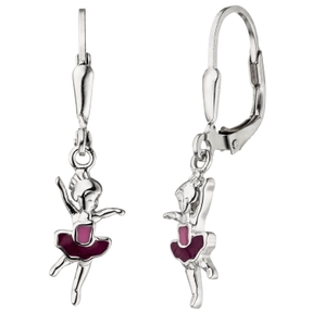 Brisur Kinder-Boutons Tänzerin Ballerina mit pink-lila Lackierung, 925 Silber Brisur Kinder-Boutons Tänzerin Ballerina mit pink-lila Lackierung, 925 Silber