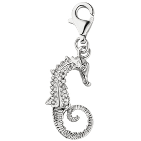 Einhänger Charm Seepferdchen aus 925 Silber rhodiniert, Anhänger Halsschmuck