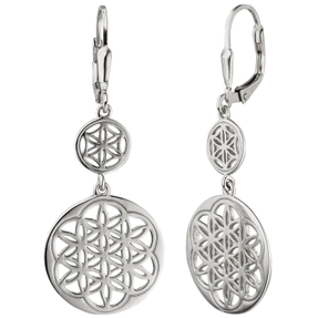 Ohrhänger runde Boutons mit Ornament-Muster aus 925 Silber Ohrringe Brisur