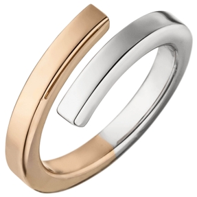 Ring Damenring Spirale, 925 Silber rhodiniert Hälfte rotvergoldet Fingerschmuck