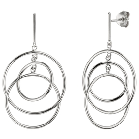 Ohrhänger Hängerstecker 3 dünne Ringe aus 925 Silber Ohrringe Ohrschmuck