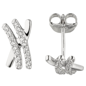 Ohrstecker Ohrringe Stäbchen mit weißen Zirkonia 925 Silber Silberohrschmuck Ohrstecker Ohrringe Stäbchen mit weißen Zirkonia 925 Silber Silberohrschmuck