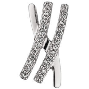 Anhänger Stäbchen mit weißen Zirkonia 925 Silber Halsschmuck