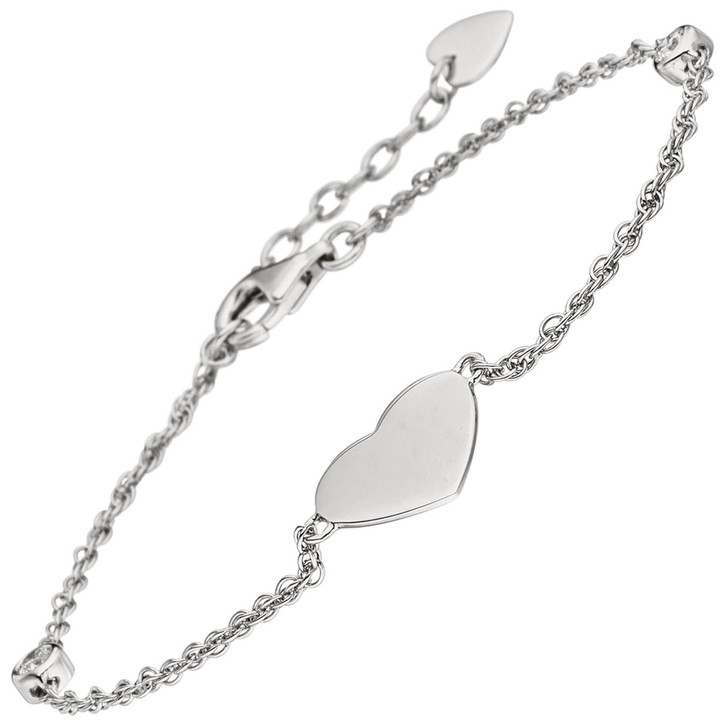 1,8mm Armkette mit Herz 925 Silber 19-22cm