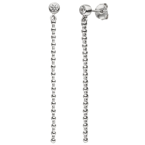 Ohrhänger Hängerstecker Stäbchen mit weißen Zirkonia, 925 Silber rhodiniert