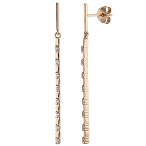 Ohrhänger Hängerstecker Stäbchen mit Zirkonia 925 Silber rotvergoldet Ohrringe Ohrhänger Hängerstecker Stäbchen mit Zirkonia 925 Silber rotvergoldet Ohrringe