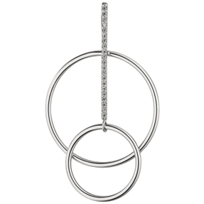 Anhänger Kreise mit Stab 21 Zirkonia weiß 925 Silber rhodiniert 50,7x29,8mm