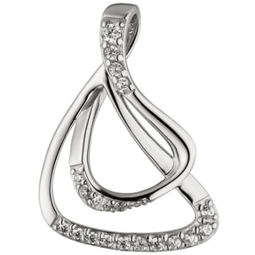 Anhänger mit 20 Zirkonia weiß 925 Silber rhodiniert 25,7x18,8mm Halsschmuck