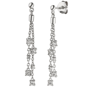 Ohrhänger 12 Zirkonia weiß 925 Silber rhodiniert 41,3x4,1mm Ohrschmuck Ohrringe