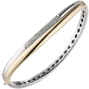 Armreif ovaler Armband mit 55 Diamanten Brillanten, 585 Gold Gelbgold Weißgold Armreif ovaler Armband mit 55 Diamanten Brillanten, 585 Gold Gelbgold Weißgold