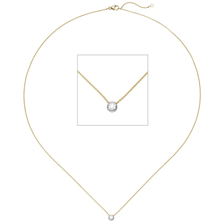 0,7mm Ankerkette Brillant 750 Gold gelb weiß 45cm