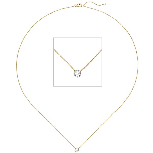 0,7mm Ankerkette Brillant 750 Gold gelb weiß 45cm