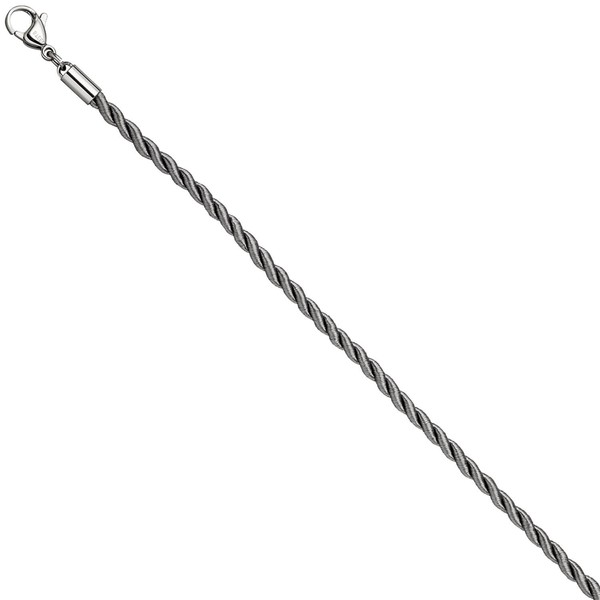 2,9mm Nylonkordel graue Kette Edelstahl 80cm
