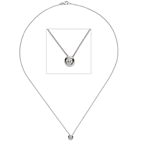 1,1mm Collier Ankerkette mit Solitär Diamant Brillant, 585 Gold Weißgold, 45cm 1,1mm Collier Ankerkette mit Solitär Diamant Brillant, 585 Gold Weißgold, 45cm