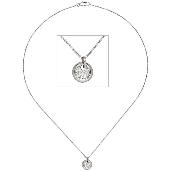 1mm Ankerkette 15 Brillanten 585 Weißgold 43cm