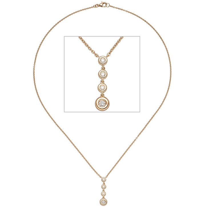 1,5mm Ankerkette 4 Brillanten 585 Rotgold 44cm