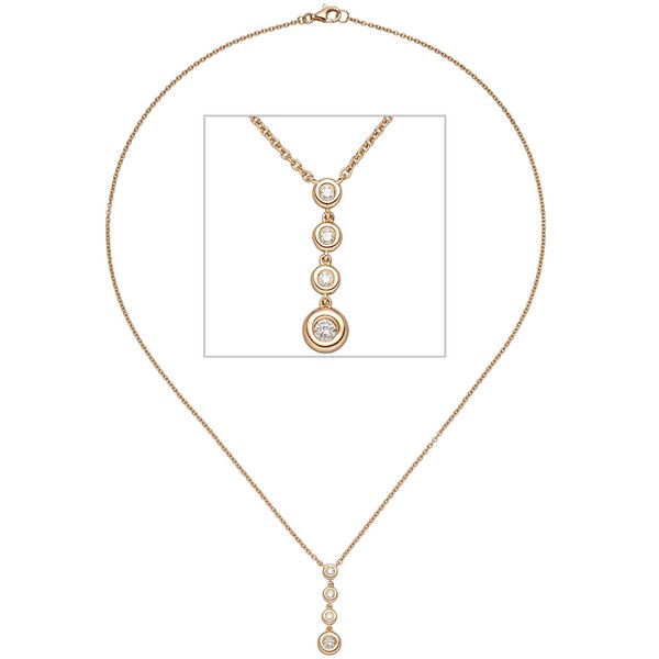 1,5mm Ankerkette 4 Brillanten 585 Rotgold 44cm