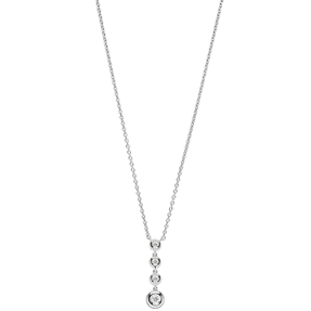 1,4mm Collier Ankerkette, 4 braune Diamanten Brillanten, 585 Gold Weißgold, 43cm