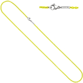 2,1mm Kette Rundankerkette aus Edelstahl mit gelben Lackierung Halsschmuck, 50cm 2,1mm Kette Rundankerkette aus Edelstahl mit gelben Lackierung Halsschmuck, 50cm