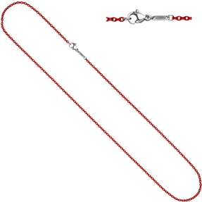 1,9mm Kette Rundankerkette aus Edelstahl mit roten Lackierung Halsschmuck, 45cm 1,9mm Kette Rundankerkette aus Edelstahl mit roten Lackierung Halsschmuck, 45cm