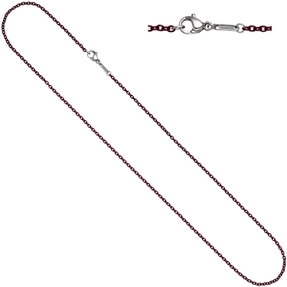 1,9mm Kette Rundankerkette aus Edelstahl dunkelrote Lackierung Halsschmuck, 50cm 1,9mm Kette Rundankerkette aus Edelstahl dunkelrote Lackierung Halsschmuck, 50cm