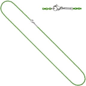 1,9mm Kette Rundankerkette aus Edelstahl mit grünen Lackierung Halsschmuck, 50cm 1,9mm Kette Rundankerkette aus Edelstahl mit grünen Lackierung Halsschmuck, 50cm