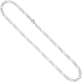 5,3mm Kette Figarokette aus 925 Silber rhodiniert diamantiert Halsschmuck, 60cm