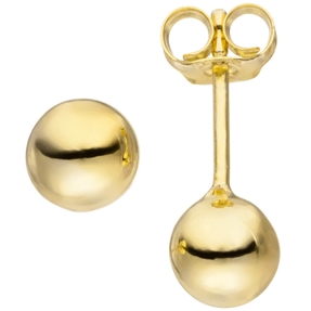 Ohrstecker Ohrringe 6mm Kugel aus 925 Silber gelbvergoldet Ohrschmuck