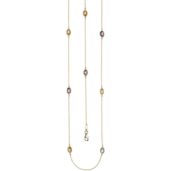 1mm Ankerkette mit Edelsteinen 585 Gelbgold 90cm