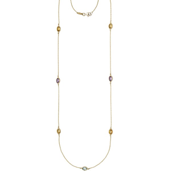 1mm Ankerkette mit Edelsteinen 585 Gelbgold 90cm