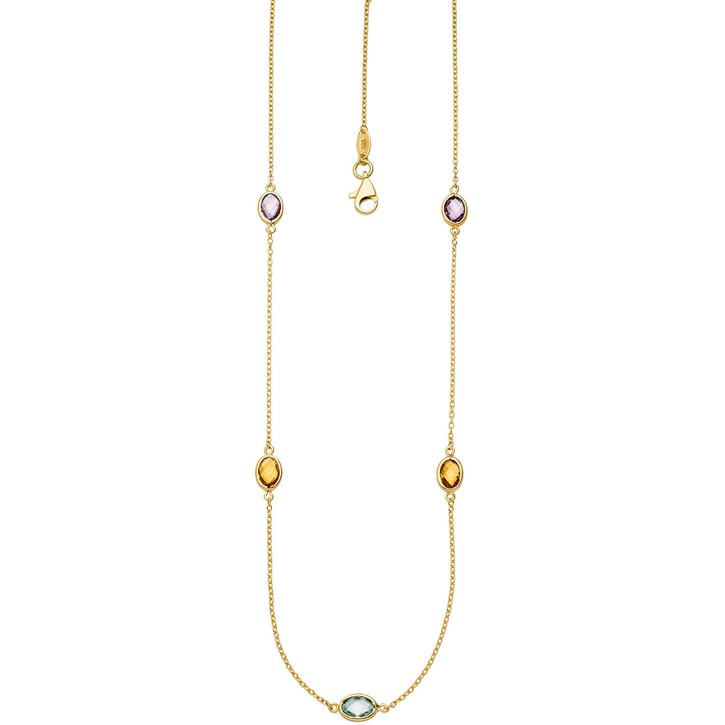 0,8mm Ankerkette mit Edelsteinen 585 Gelbgold 45cm