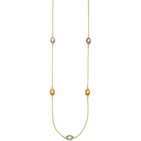 0,8mm Ankerkette mit Edelsteinen 585 Gelbgold 45cm