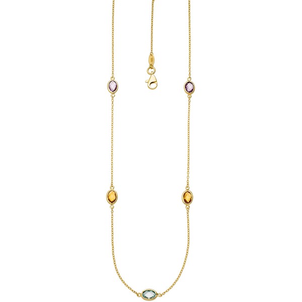 0,8mm Ankerkette mit Edelsteinen 585 Gelbgold 45cm