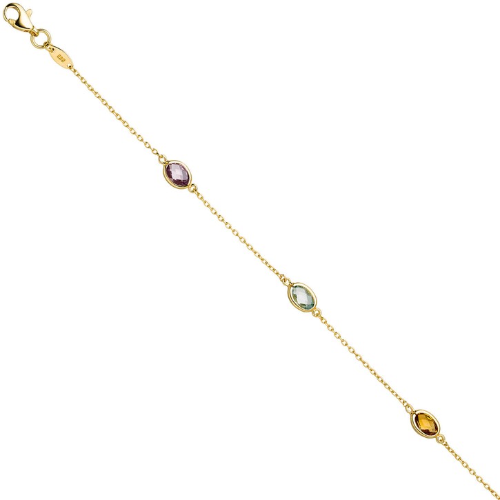 0,8mm Ankerkette Edelsteine 585 Gelbgold 19cm