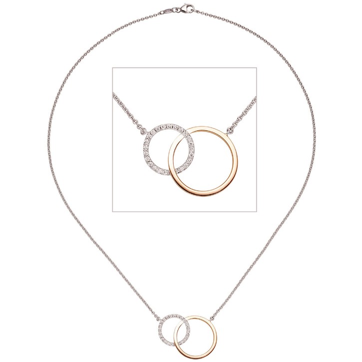 1,5mm Collier Brillanten 585 Gold weiß rot 42cm