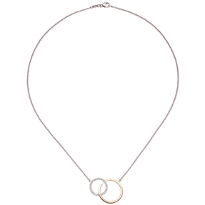 1,5mm Collier mit 25 Diamanten Brillanten 585 Gold Weißgold Rotgold bicolor 42cm 1,5mm Collier mit 25 Diamanten Brillanten 585 Gold Weißgold Rotgold bicolor 42cm
