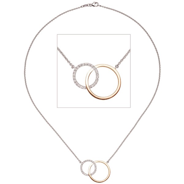1,5mm Collier Brillanten 585 Gold weiß rot 42cm