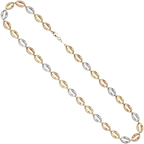 7,8mm Halskette 585 Gold Gelbgold Rotgold Weißgold tricolor Halsschmuck, 45cm 7,8mm Halskette 585 Gold Gelbgold Rotgold Weißgold tricolor Halsschmuck, 45cm