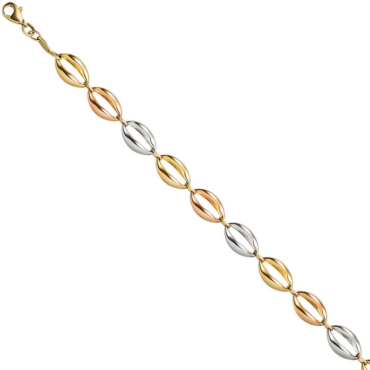 7,8mm Armband 585 Gold gelb rot weiß 19cm