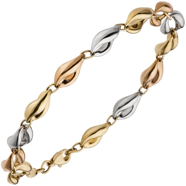7,8mm Armband 585 Gold gelb rot weiß 19cm