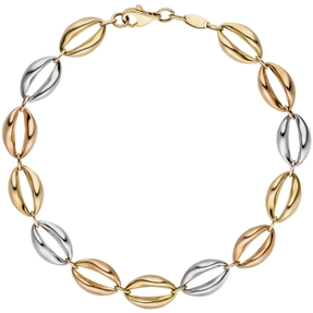 7,8mm Armband Armkette aus 585 Gold Gelbgold Rotgold Weißgold tricolor, 19cm