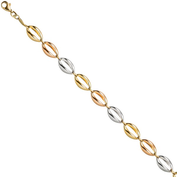 7,8mm Armband 585 Gold gelb rot weiß 19cm