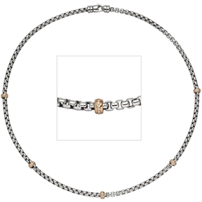 3,5mm Collier Rundvenezianer, 65 Diamanten Brillanten 585 Weißgold Rotgold, 45cm 3,5mm Collier Rundvenezianer, 65 Diamanten Brillanten 585 Weißgold Rotgold, 45cm