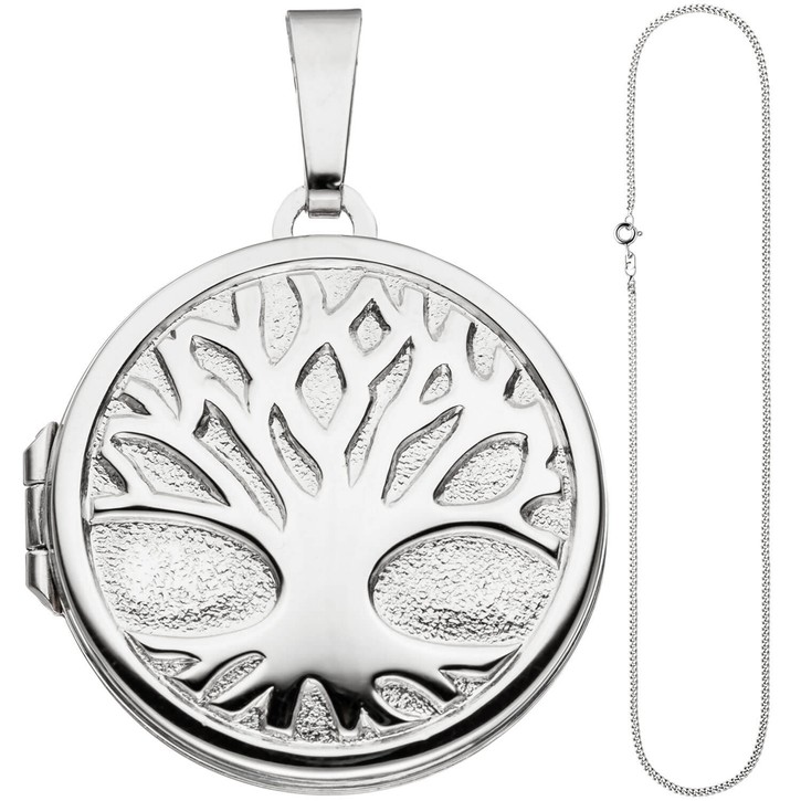 Schmuck-Set Medaillon Panzerkette 925 Silber 50cm