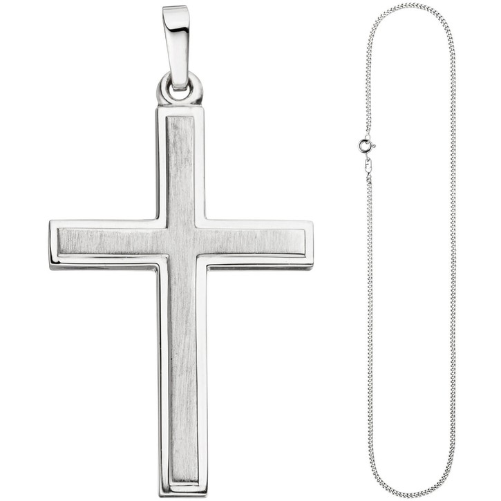 Schmuck-Set Kreuz 2mm Panzerkette 925 Silber 50cm