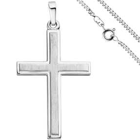 Schmuck-Set, Kreuz mit 2mm Panzerkette aus 925 Silber Halsschmuck, 50cm
