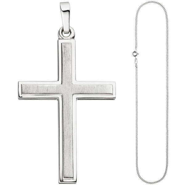 Schmuck-Set Kreuz 2mm Panzerkette 925 Silber 60cm