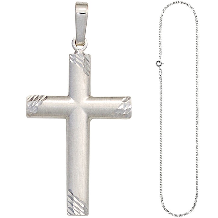 Schmuck-Set Kreuz 2mm Panzerkette 925 Silber 60cm