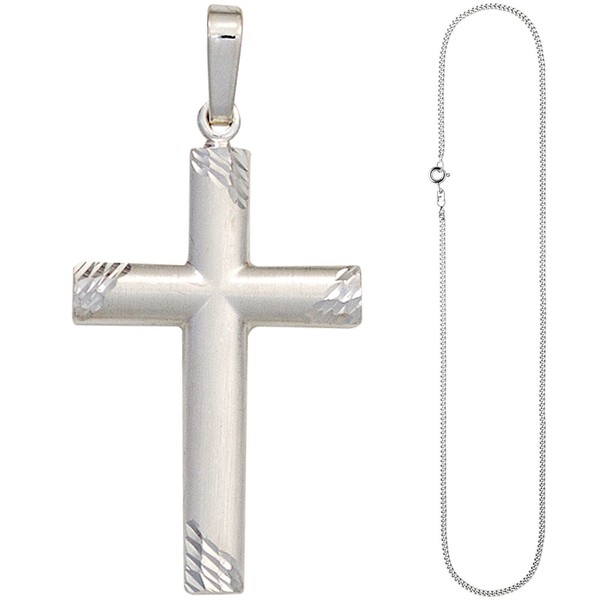 Schmuck-Set Kreuz 2mm Panzerkette 925 Silber 60cm