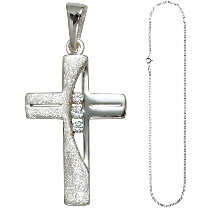 Schmuck-Set Kreuz 2mm Panzerkette 925 Silber 60cm